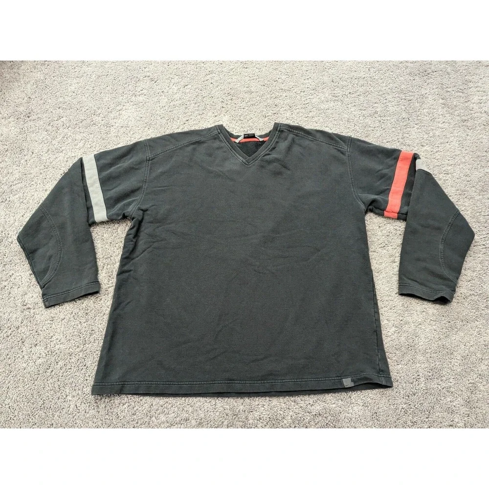 Vintage Nike Pullover Mens‎ XXL Sweater Black V-Neck Long Sleeve